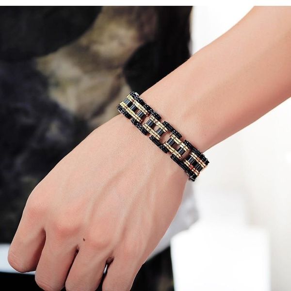 

indusleaves jewelry fashion men's bicycle bracelets titanium steel personality motorcycle chain accessories bracelet men, Black