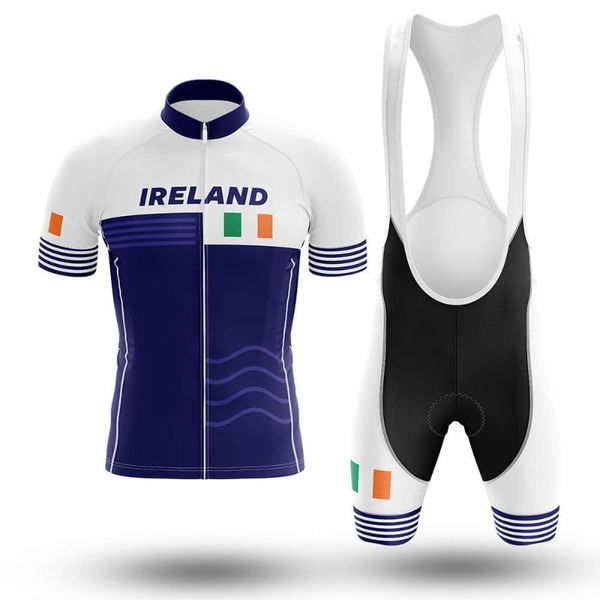 

ireland pro cycling jersey set blue mtb racing bike clothes summer mountain bicycle clothing cycling set wear, Black;blue
