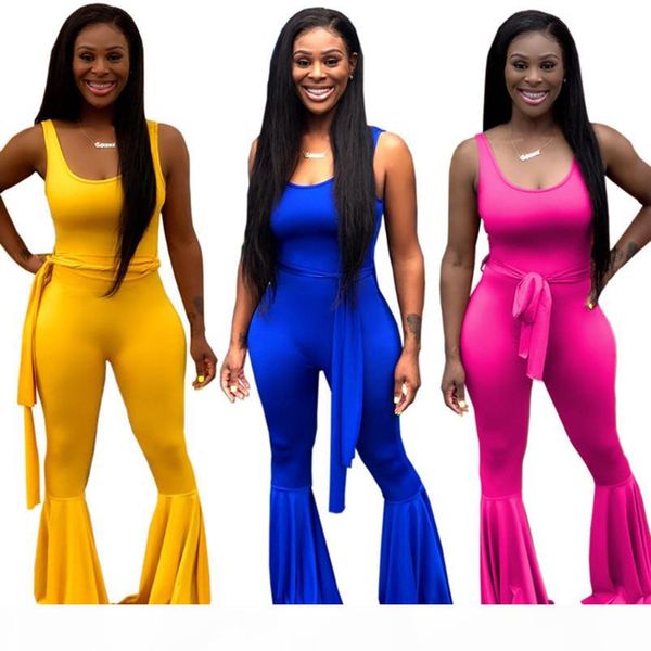 

women designer summer jumpsuits rompers gym club suspender overalls capris full-length flared trousers solid pants leggings bandage 990, Black;white