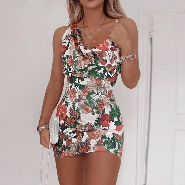 

floral print backless dress women spaghetti strap irregular mini dress summer 2020 sleeveless lace up short dresses vestidos1, Black;gray