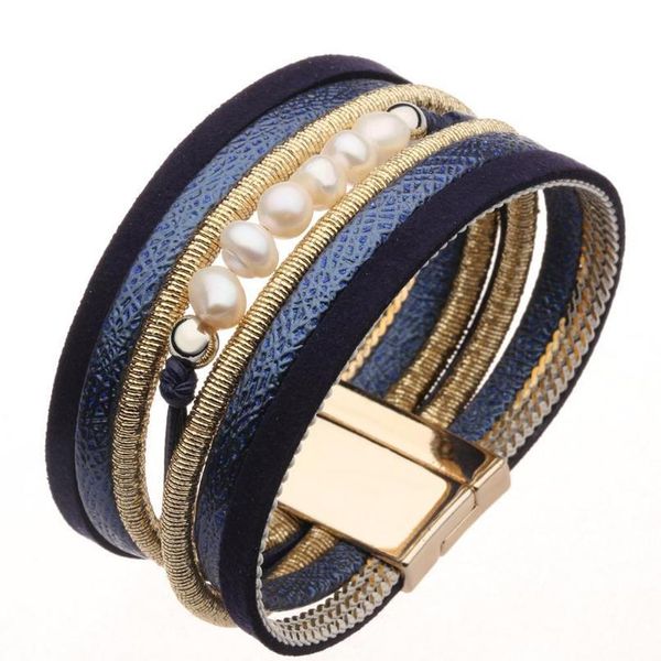 

gold color metal bar charm leather bracelets for women trendy boho braided rope wide multilayer wrap bracelet female bbyata, Golden;silver