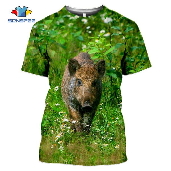 

summer hunting wild boar animals 3d print shirts plus size kawaii comics men clothing