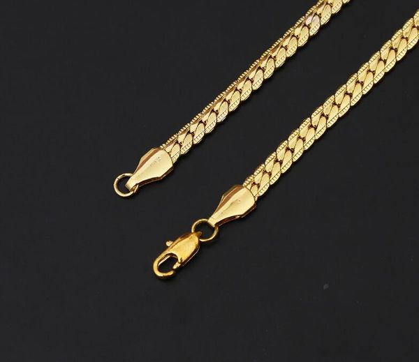 Qualidade nova moda homens jóias superiores 20inck * 5mm lateralmente 18k colar ouro valentine presentes presentes amantes ouro colar 20 pcs / lote