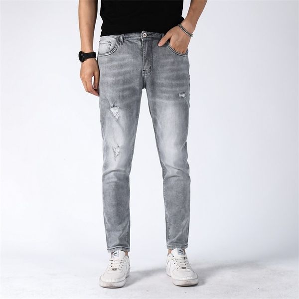 

70nwz и зима новый серый отверстие джинсы trouserstrousers осень и брюки брюки свободные прямые мужские джинсы пят мужские брюки ybaem, Blue