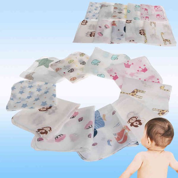 

10pcs baby infant towel 28 28cm muslin towel handkerchiefs two layers wipe kids baby cartoon handkerchief cotton