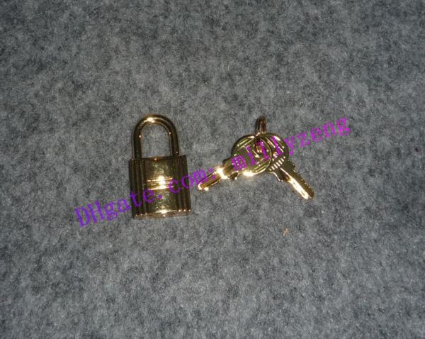 

luggage padlock safety lock & key shine gold tone for berkin keally handbag stainless metal alloy 079, Black