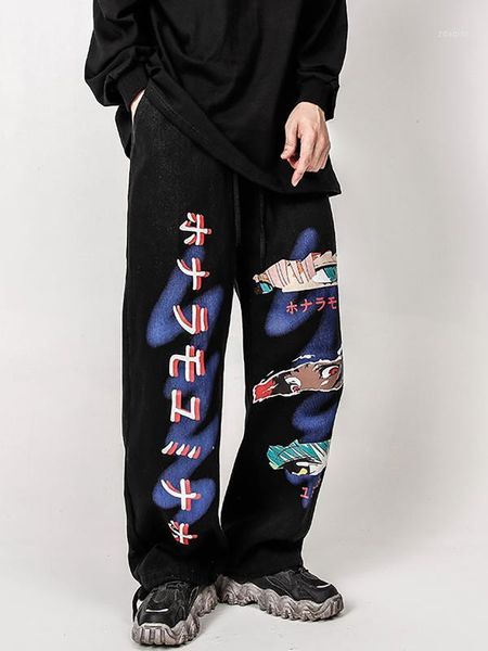 

harajuku hip hop sweatpants graffiti fashion print joggers pants streetwear black loose 2020 new1