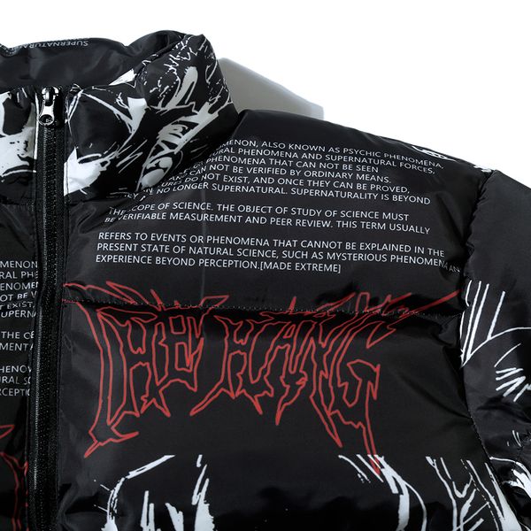 

мужские зимние пальто вниз куртка японский мультфильм граффити печатают мужчины густые парку зима теплая мягкая куртка пальто 2021 harajuku, Black