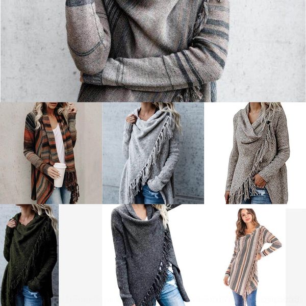 

sswmh 9 slim striped tassel striped coat women mid-length colors mid-length slim fashion tassel fashion coat sweater for women 9 colors for, White;black