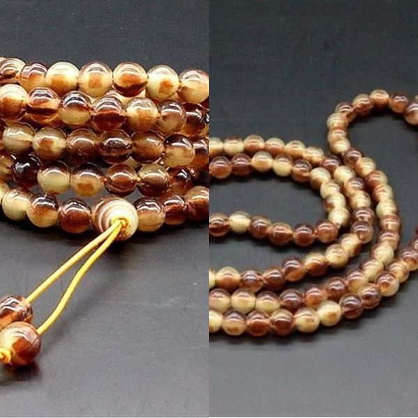 

o8mwo nturl yk horn hnd string plying with cow horn hand buddha rosary buddha beads string bead bracelet braceletbracelet men's and wom, Golden;silver