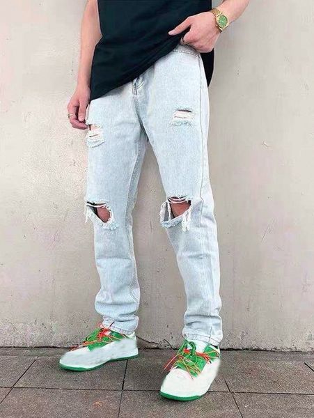 

men ripped bleach wash jeans s0ey#, Blue