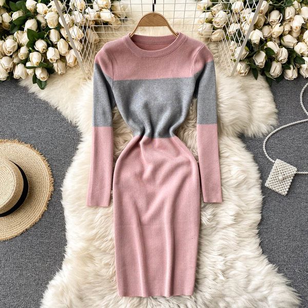 

2021 new female singiny knitted fashion thin pencil clothed autumn nightgown short 5qjk, Black;gray