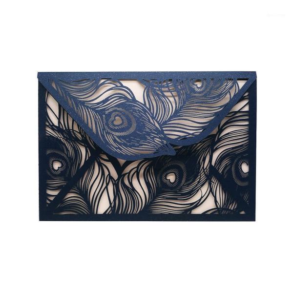 

10pcs wedding invitations wedding cards gift cards laser cut peacock feathers happy birthday greeting invitations post1