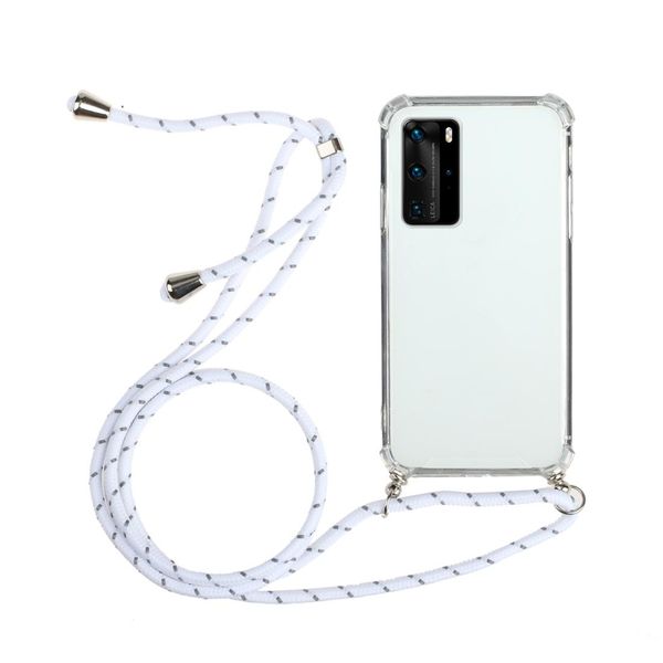 

for samsung galaxy note20 ultra four-corner anti-fall transparent tpu protective case with lanyard