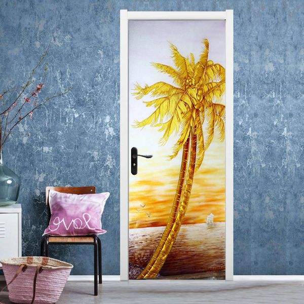 

sunset coconut paste bedroom door decoration dirt ristant self adhive removable decorative painting