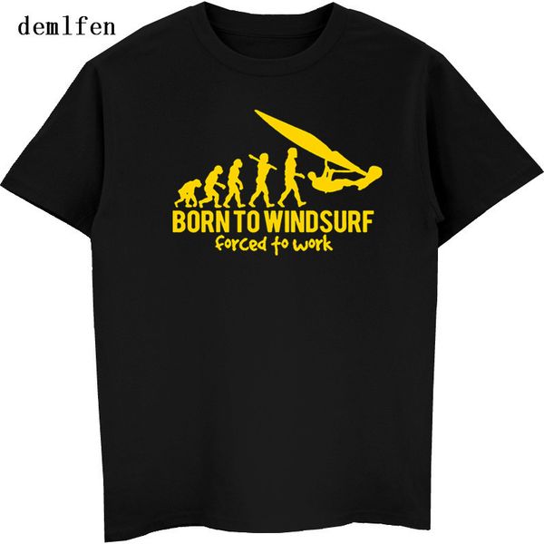 

2018 funny vintage born to windsurf evolution t shirt summer short sleeve t shirt casual tees hip hop sport hooded sweatshirt hoodie