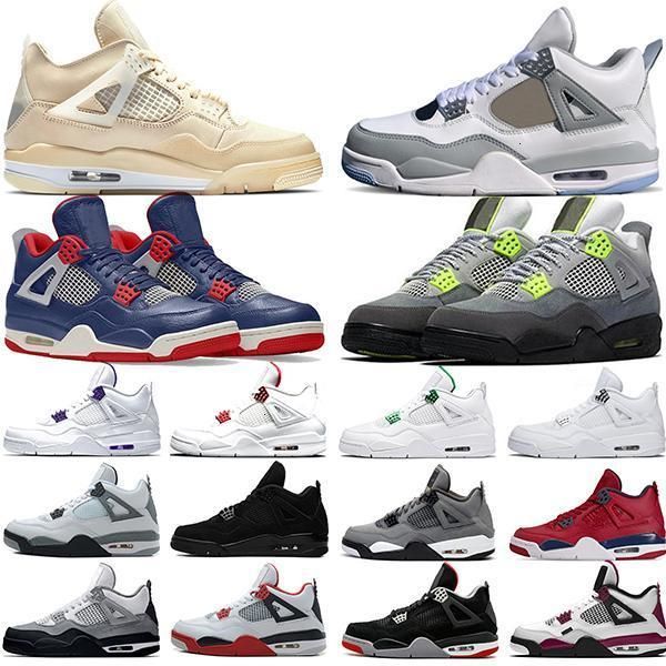 

basketball purple neon red jumpman shoes 4 4s sail metallic what the og bred white cement mens trainers sneakers sports size 40-47 pdou, Black