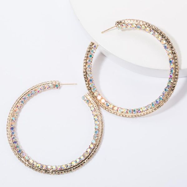 

new fashion round earrings women's rhinestone retro personality earrings party accessories temperament, Golden;silver
