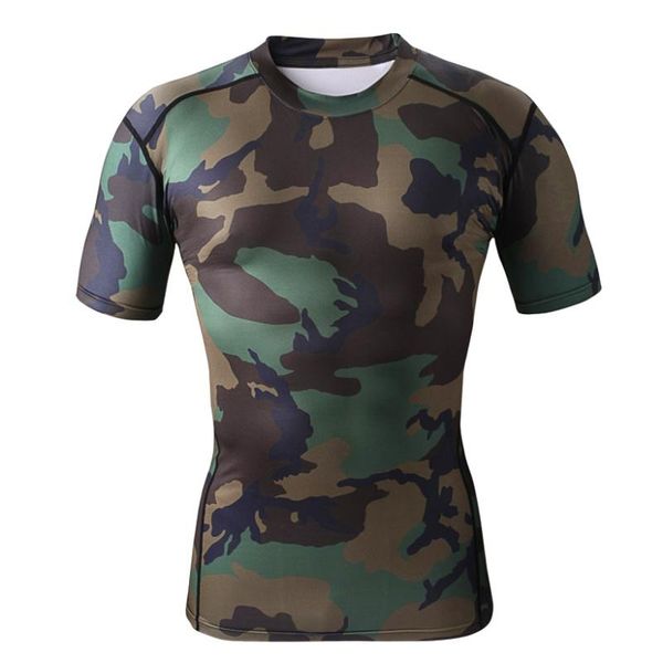 

men quick dry tactical camouflage t-shirts breathable army combat short sleeve tights workout clothes1, Gray;blue