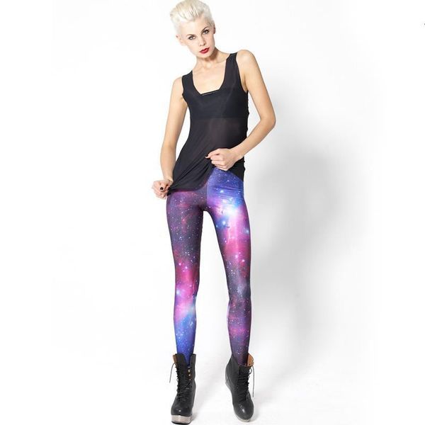 

women new leggings fantasy print fitness women starry sky style legging punk pants korean street wind harajuku star print, Black