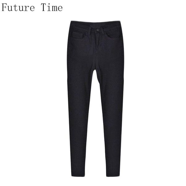 

women's jeans solid black women high waist slim elastic full length pencil pants personality casual big size female denim nz244, Blue