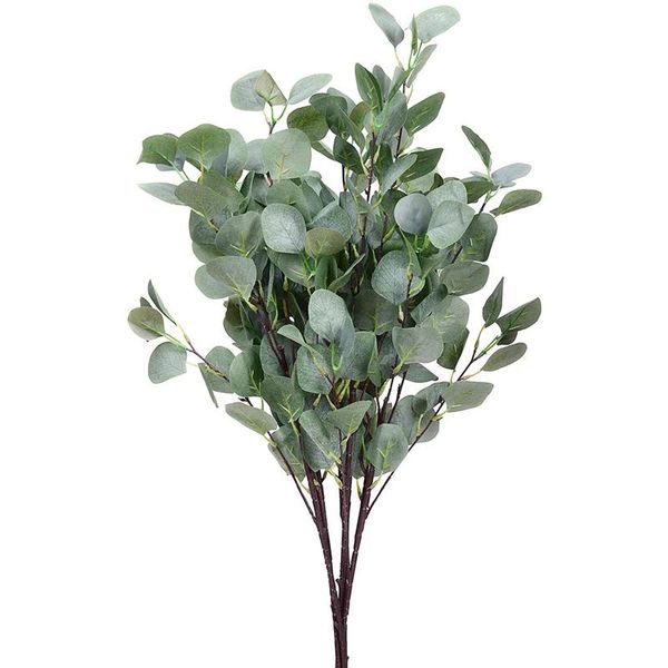 

4pcs faux leaves stems silver dollar eucalyptus plant 35.4inch tall floral greenery branches for holiday wedding decor