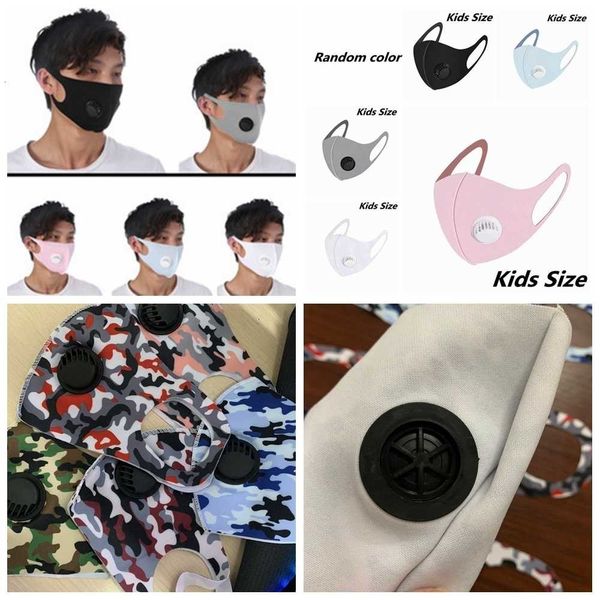 

valve kids reusable masks camouflage breathing ice silk mouth anti-dust anti pollution cloth mask