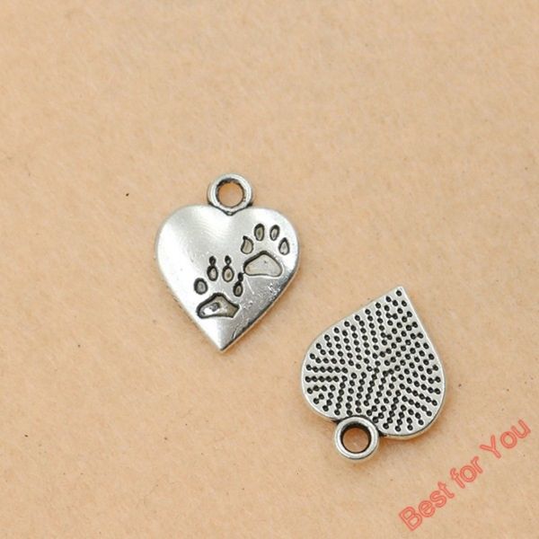

factorym2mgantique silver plated fashion bear paw heart 100pcs charm pendant for jewelry making jewelry diy handmade 17x13mm jewelr