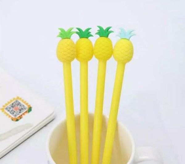 

2x cute pineapple silicone head gel pen rollerball pen writing stationery1
