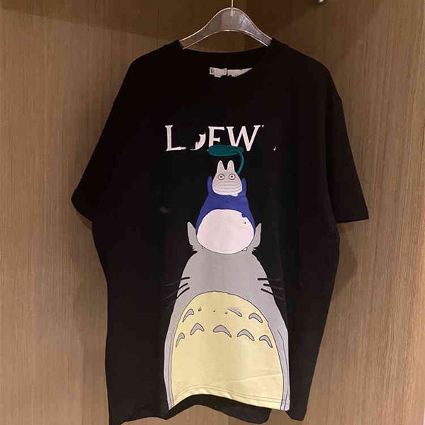 

2022 factory wholesale new summer low couple's cartoon round neck t-shirt with men's and women's loose short sleeves a1, White