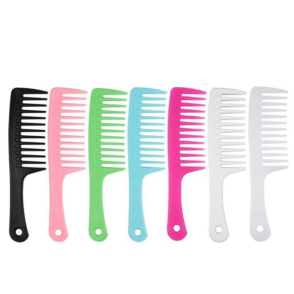 

1pc large wide tooth comb anti-static handle detangling plastic hair comb straight handle comb hair styl bbyxid, Silver