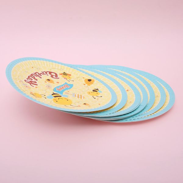 

10pcs cute bee disposable paper plates birthday party tableware diy