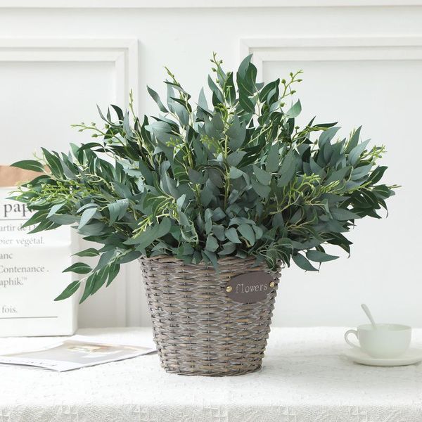 

artificial flowers artificial plants home decoration branch willow leaves wicker flowers fake leaves green plants1