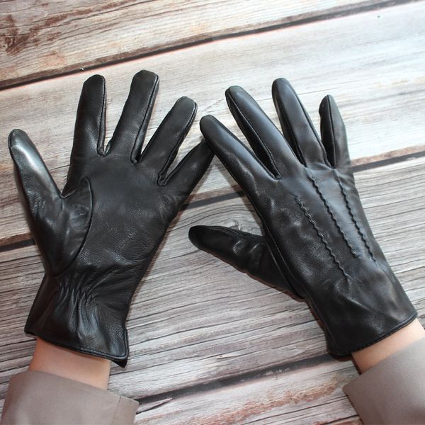 

men' sheepskin thin rayon lining genuine leather gloves spring and autumn outdoor travel locomotive riding driving, Blue;gray