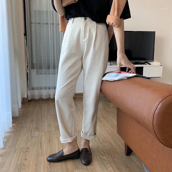 

spring autumn korean new loose all matched beige high waist thickened straight long pants women fashion streetwear 20201, Black;white