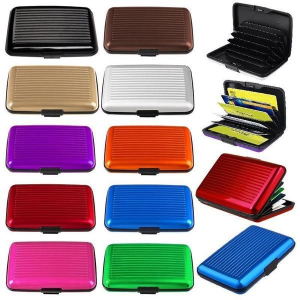 

credit card holder bank card credit case aluminium business id credit cards wallets holders wallet colorful, Silver