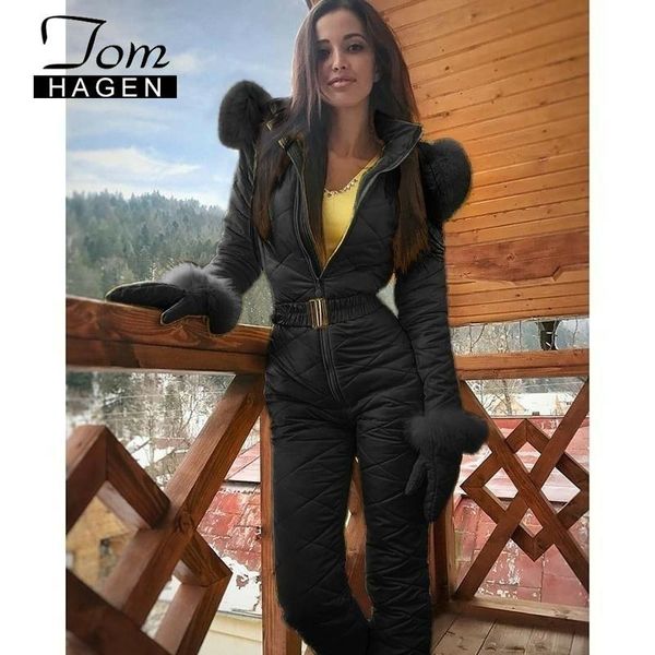 

women down jacket winter 2020 warm long coat female hooded jumpsuit outwear black one piece ski jumpsuit women korean tracksuits