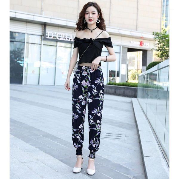 

outdoor pants beach women's cotton silk anti-stripe seaside holiday lantern harlan loose large size thin 20211, Black;green
