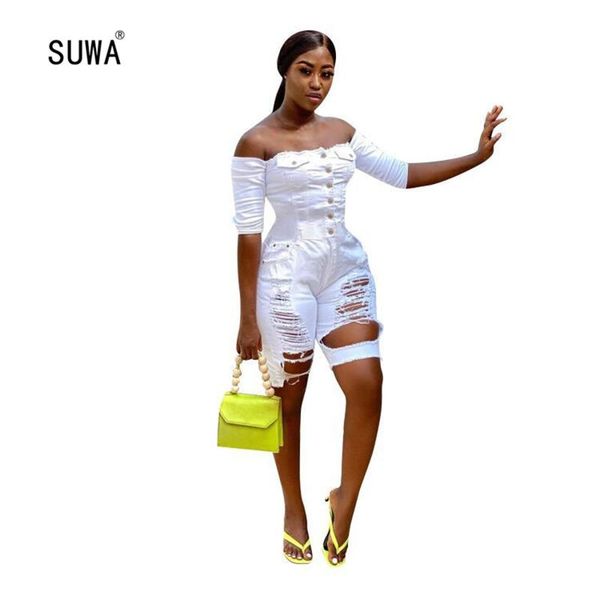 

sell fashion retro summer classic streetwear women slash neck off shoulder white playsuit hole hollow-out short catsuit, Black;white