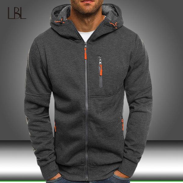

men sports casual zipper hoodies sweatshirt mens hip hop long sleeve autumn hooded sweatshirts winter coat male pullover jacket, Black