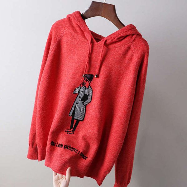 

wear women's loose sweater hoodie cartoon 2020 new knitted short upper garment autumn winter pullover, Black