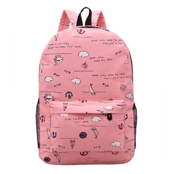 

2019 solid cartoon canvas backpack girls simple school bags for women teenage college wind female student travel bags rucksack c1019