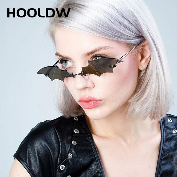 

vintage bat sunglasses men 2020 women fashion fire flame sun glasses trending unique rimless wave eyewear uv400 punk streetwear