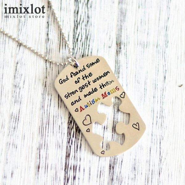 

pendants imixlot carved letter square necklaces & gold color puzzle necklace for men/women autism awareness jewelry1, Black