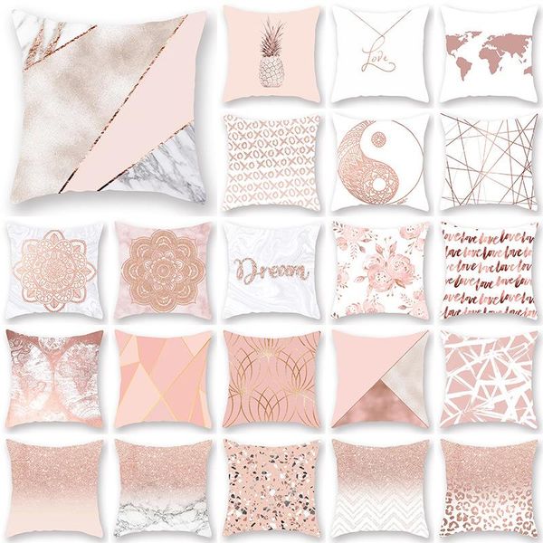 

rose gold geometric polyester fiber pillow cover sofa cushion home decorative pillows cover