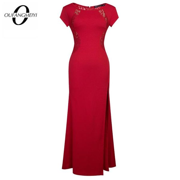 

summer sexy женщины split видимый lace лоскутная maxi платье vintage очаровательная партия тонкий платье e731, Black;gray