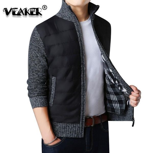 

2020 modis men's thick sweater coat man autumn winter down fleece sweatercoat zipper sweater stand collar jacket outerwear m-3xl, Black;brown