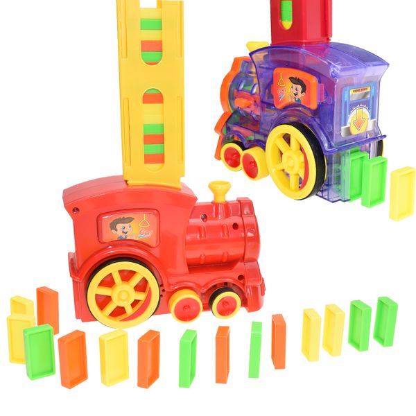 

domino train car set kids sound light automatic laying domino brick colorful dominoes blocks game toys gift for kid