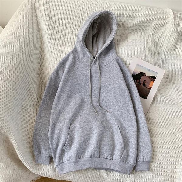 

2021 new women's jacket solid hoodies fall winter imitation lamb wool loose plus velvet thick sweater b6vj, Black