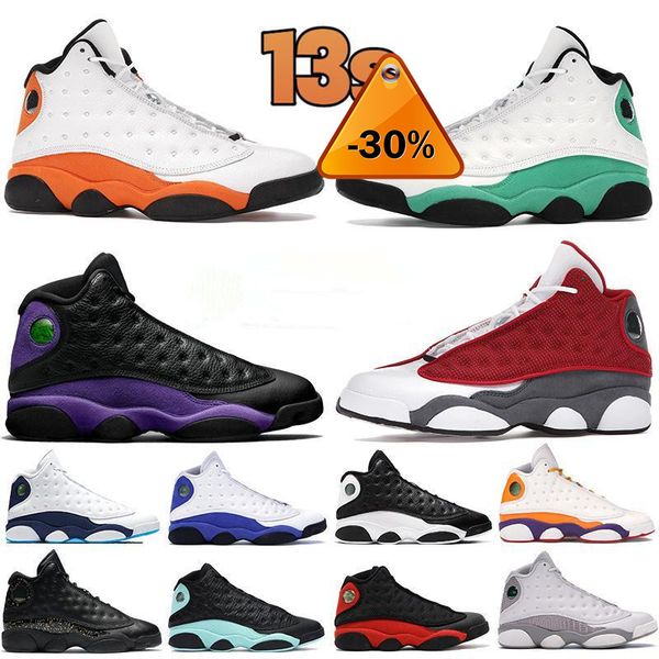 

13s shoes men women jumpman 13 court purple reverse bred obsidian hyper royal university gold del sol starfish flint playground trainers r, Black